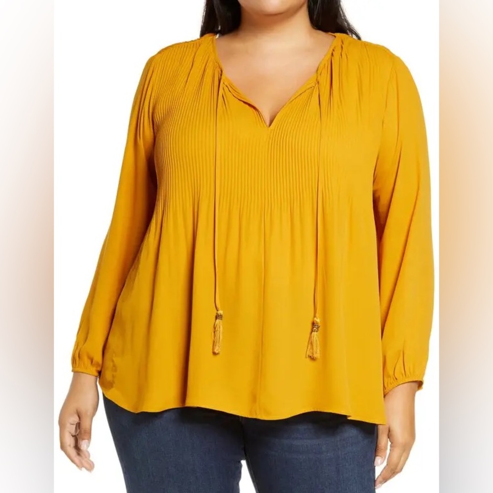 New L Anthropologie Daniel Rainn Top Womens Gold Mustard Yellow Boho Blouse $98